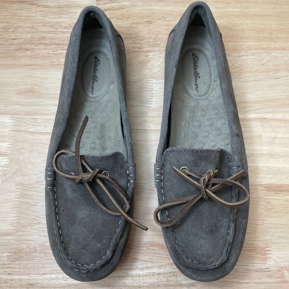 Eddie Bauer Women's Suede Moccasin Loafers Gray Slip On Shoes Size 7‎